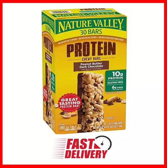 Nature Valley Peanut Butter Dark Chocolate Protein Chewy Bars, 30 ct.