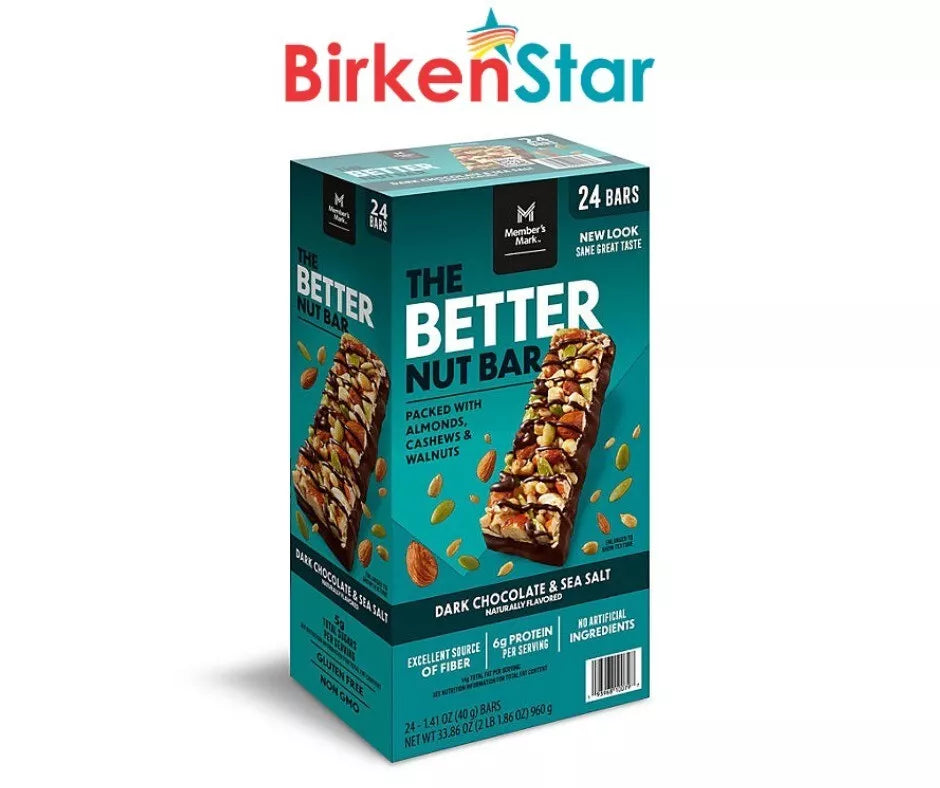 Member's Mark The Better Nut Bar, Dark Chocolate and Sea Salt, 24 ct.