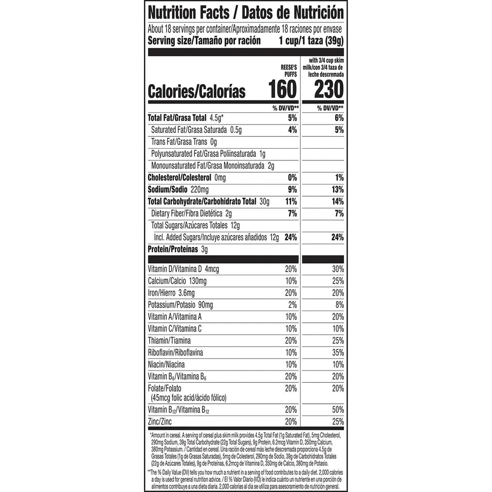 Reese's Puffs Peanut Butter Chocolate Cereal, 51.4 oz.